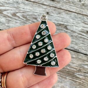 Vintage Jewelry Christmas Tree Brooch Pin Christmas Tree with Rhinestones